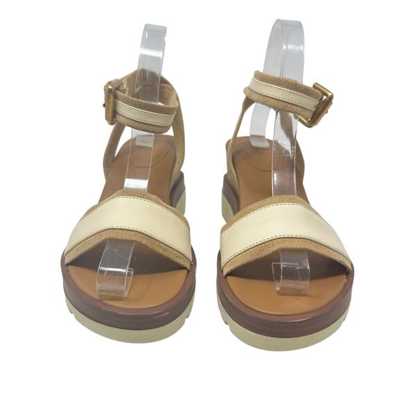 See by Chloe Robin Platform Wedge Sandals Leather Cream Tan Size 37 US 7 - Picture 3 of 15